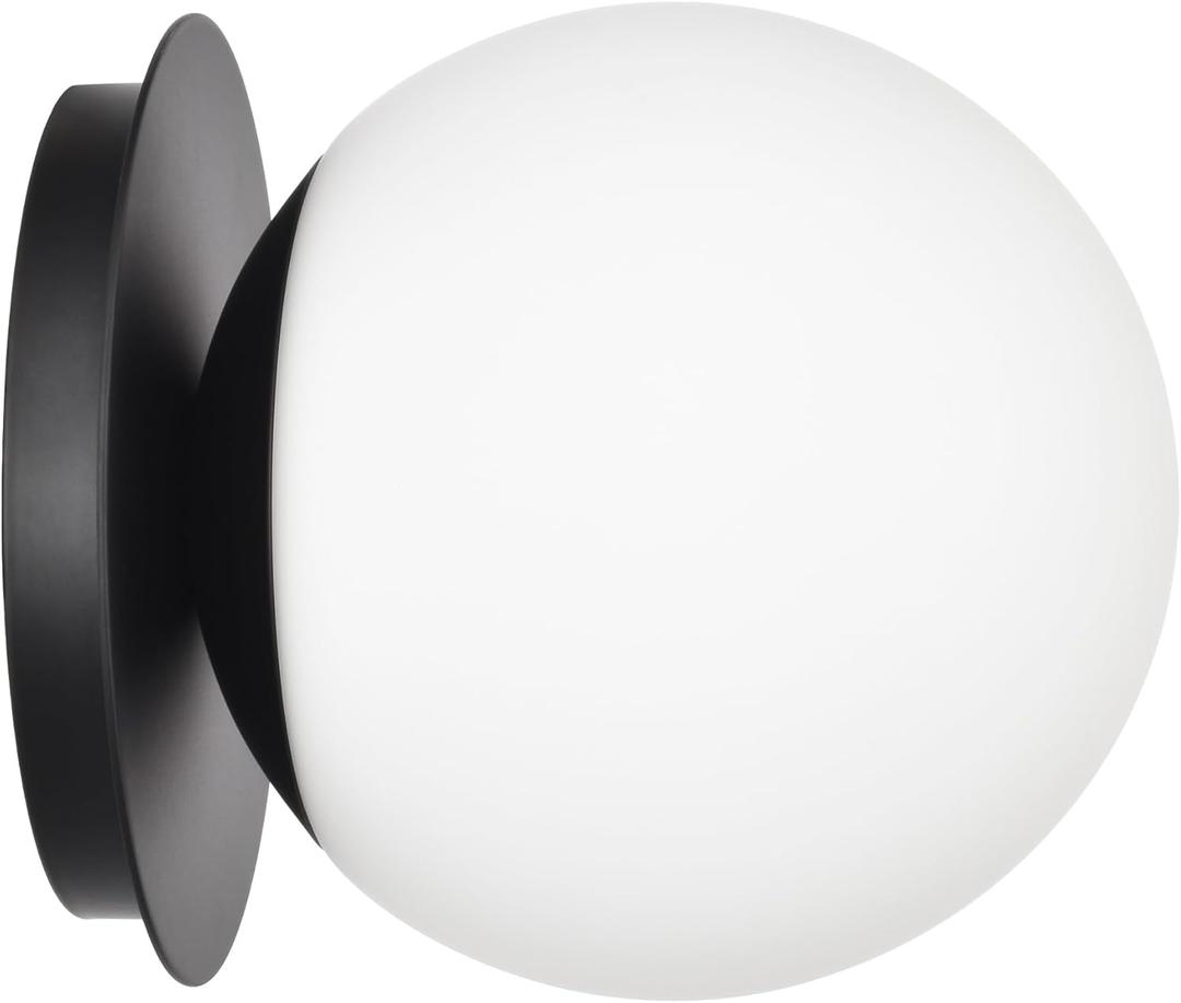 Wall Sconces, 1 Light Modern Globe Sconce in Matte Black, Wall Light for Bedroom Bathroom Living Room & Hallway Vanity Lighting, Ceiling Light Fixture