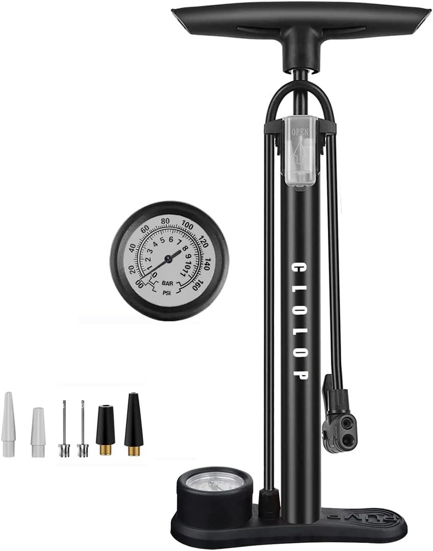 CLOLOP Bike Floor Pump with Gauge,Bike Air Pump Tire Pump Inflator, for Presta and Schrader Valve, Bicycle Pump, Ball Pump for All Bikes and Sports Balls