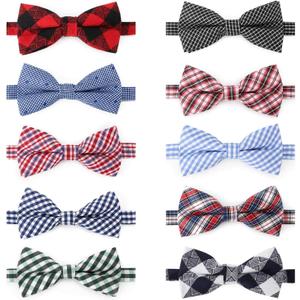 Segarty Puppy Bow Ties, 10 PCS Dog Bowtie Collar Bulk Holiday Cat Collar Grooming Bows for Pet Photography Festival Party Neck Wear Gift, Cute and Plaid Patterned (10 Colors-Classic)