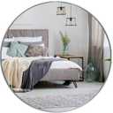 HBCY Creations Small Round Mirror, Silver 16 inch Wall Mirror for Entryway, Bathroom, Living Room and More, Modern Minimalist Mirror for Both Rustic and Boho Design and decor