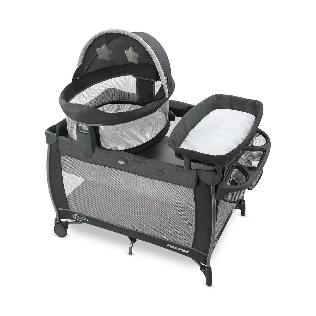 Graco Pack n Play Dome LX Playard with Baby Bassinet Lightweight Portable Crib Push-Button Fold Travel Crib Redmond Convertible
