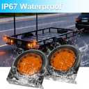 LIGBT 4Inch Round Trailer Tail Light with Mounting Brackets 16LEDs Amber Turn Signal Light IP67 Waterproof Stop Brake Turn Tail Lights for Truck Trailer RV