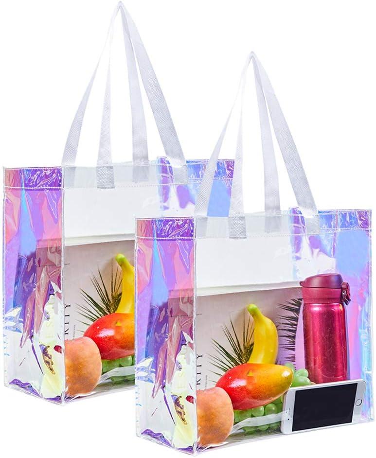 Edraco Clear Tote Bag, 2-Pack Stadium Approved Hologram Clear Bag, Great for Sports Games, Work, Security Travel, Stadium Venues or Concert, 12"X 12"X 6"