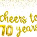 Cheers to 70 Years Banner 16 Inch Gold Foil 70th Birthday Balloon Decorations for Him/Her 50th Birthday Party 70 Years Anniversary Decorations 70th Wedding Party Supplies For Men/Women