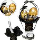 MiniInflat Graduation Pull Money Balloon Box with 12 Pcs Black Gold Balloon for Cash Gift Graduation Party Decor Class of 2026 Graduates Gifts for High School College Send off Party Supplies