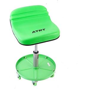 ATRT 300-LB Capacity Pneumatic Mechanic Roller Seat, Adjustable Rolling Stool, with 2.5-inch Heavy Duty Casters and Tool Tray, Green