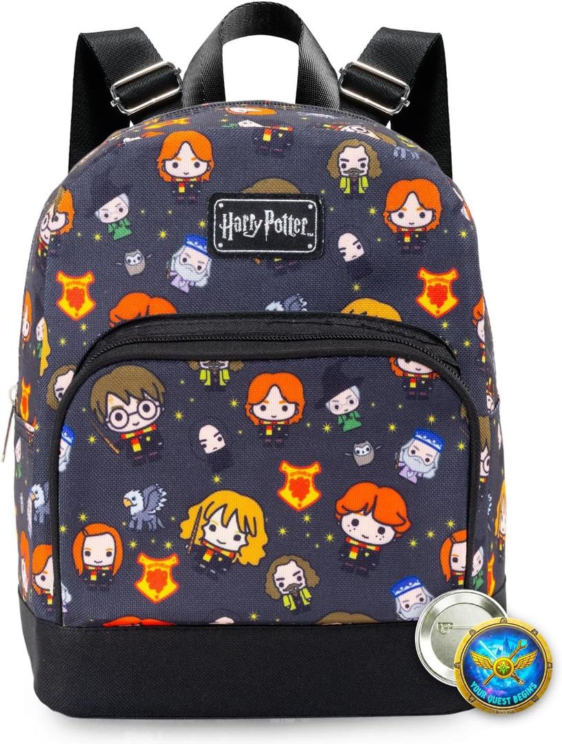 Harry Potter Mini Backpack - 10" Exclusive Woven Small Backpack with Front Pocket | Adjusts to Fit Adults, Teens, Kids