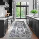 LBRO2M Boho Area Rug 6X9 Washable Rugs for Bedroom Low Piles Indoor Carpet, Non Slip Soft Rug for Living Room, Dining Room, Dark Gray Rug Foldable Pet Friendly Area Rugs (6'X9' Dark Gray)