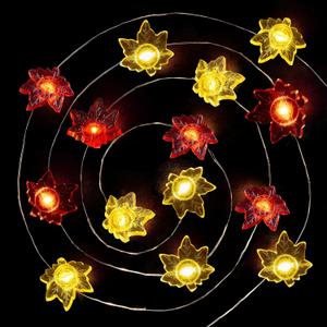 BlcTec Fall Decorations for Home 12.8FT 40 LED Maple Leaves Fall String Lights, Battery Operated Thanksgiving Fairy Lights with Timer for Indoor Outdoor Thanksgiving Autumn Harvest Fall Decor