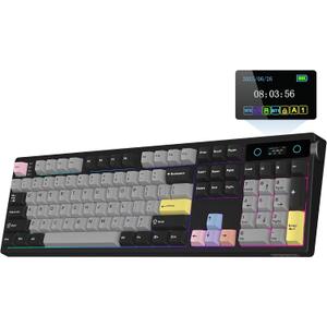 EPOMAKER TH108 PRO Full Size Mechanical Keyboard with Screen & Knob, Wireless Gaming Keyboard with 10000mAh, Creamy Gasket, Hot Swap, Custom Driver, RGB Backlight (Black, Creamy Jade)