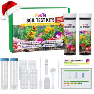 Soil Test Kit - 4-in-1 Soil Testing Kit with Test Tube & Tablets - 40 Tests Upgraded Accurate Tester for pH Nitrogen Phosphorus & Potassium in Garden Lawn Yard Vegetable
