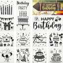 Xuniea 12 Piece Birthday Stencils - Happy Birthday Templates & Cake Candle Pattern for Drawing, Card Making & DIY Decor