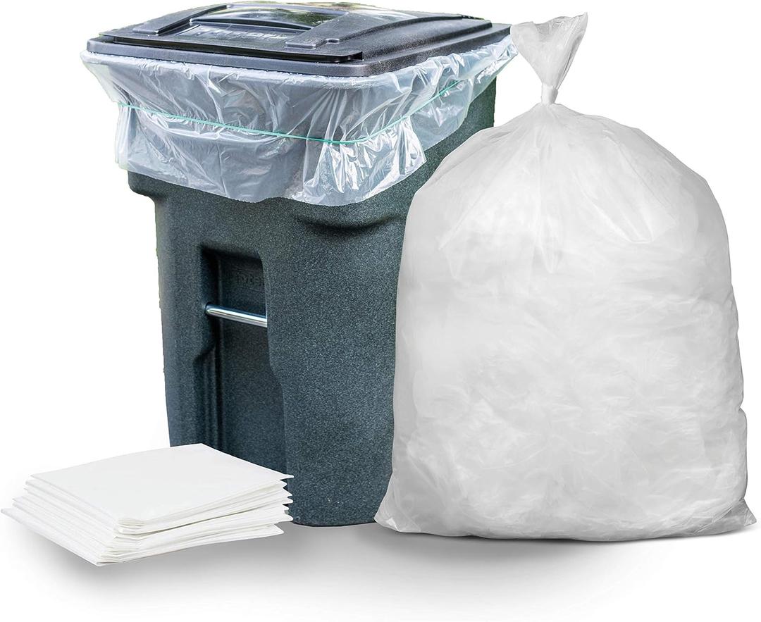 Plasticplace 95-96 Gallon Garbage Can Liners 1.5 Mil Clear Heavy Duty Trash Bags, 61 x 68, 50 Count