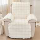 vctops Faux Fur Fluffy Recliner Chair Slipcover Faux Rabbit Fur Non Slip Sofa Cover Super Soft Plush Thick Couch Cover Furniture Protector with Elastic Straps for Kids, Dogs, Pets(Cream,24")