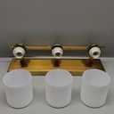 3 Light Modern Bathroom Light Fixtures Over Mirror, Brass Finish Vanity Lights for Bathroom Wall Sconces with Milky White Glass Shades, E26 Socket (Bulbs Not Included)