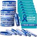 30 Sets/ 60 Pcs Colon Cancer Awareness Silicone Wristbands with Blue Ribbon Cards Bulk, Blue Ribbon Awareness Supplies for Charity Support Events Cancer Prevention Event Supplies