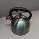 Amazon Basics Stainless Steel Tea Kettle, Hot Water Kettle with Whistle Spout, Fast Boiling, Ergonomic Handle, 2.4-Quart, Teal