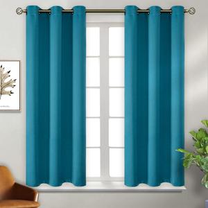 BGment Blackout Curtains - Grommet Thermal Insulated Room Darkening Bedroom and Living Room Curtains, Set of 2 Panels (38 x 45 Inch, Peacock Blue)