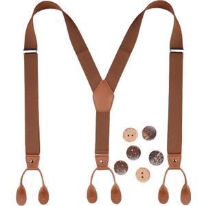 Suspenders for Men Button End Adjustable Y-Back Elastic 47 Inches