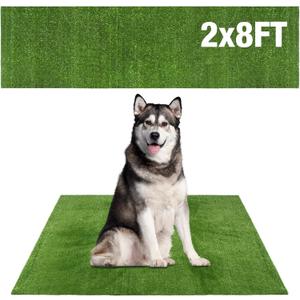 GLOBREEN Large Dog Grass Pee Pad, 2FTx8FT Artificial Grass Puppy Potty Training, Indoor Outdoor Pets Turf Balcony Patio Yard
