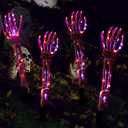 Hourleey Halloween Decoration, Lighted Skeleton Arm Stake, Scary Realistic Hands Bone Waterproof Battery Operated, Indoor Outdoor Halloween Ornament, 4 PCS (2 FT, Purple & Orange)