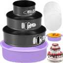 Springform Pan Set of 3 Leakproof Spring Form Pans for Cheesecake, Nonstick 4 7 9 Inch Cheesecake Pan with Silicone Protector, Springform Cheese Cake Pans Sets for Baking with 50Pcs Parchment Paper