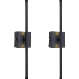 20.4 Inch Hardwired Wall Sconces Set of Two, 3000K Warm White Dimmable Modern Wall Sconces, 350 Rotate LED Light Fixtures Wall Lamp for Bathroom Living Room Bedroom Bedside, Black