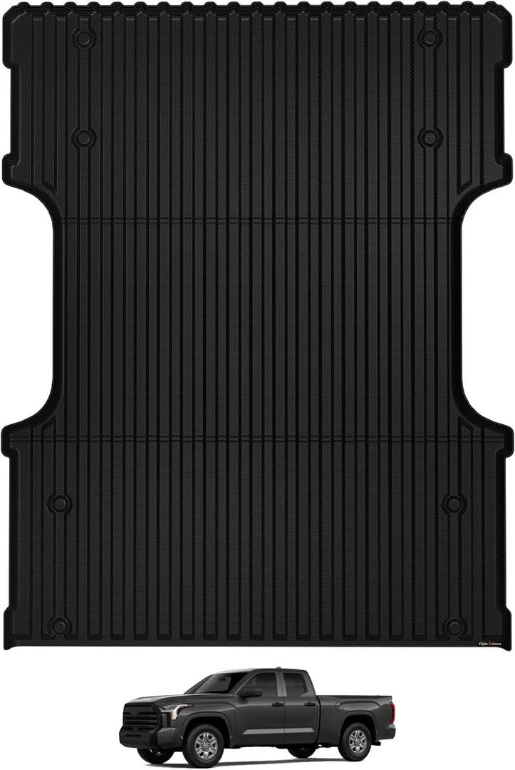 TripleAliners Truck Bed Mat Compatible with 2022 2023 2024 2025 Toyota Tundra Accessories 6.5FT Vehicle Liner Perfectly Flush All Weather Protection TPE Heavy Duty Pickup Car Bed Cargo Mat