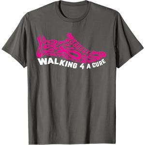 Breast Cancer Pink Ribbon Walk For Cure Cool Awareness Gifts T-Shirt ( Grey, Medium )
