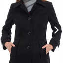 LONDON FOG womens Single-breasted Peacoat With Scarf Pea Coat, Black, Large (SR)