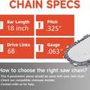 Dunhil 18 Inch Chainsaw Chains .063" Gauge .325" Pitch 68 Drive Links 2-Pack and 1 guide bar for Sthil MS250 MS251 MS230 MS210 021 025 3639 005 0068 26RS 68 for Oregon L68 Chainsaw Chain