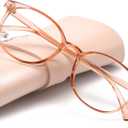 miyya Blue Light Blocking Glasses Women, Fashion Round Transparent Anti Blue Light Glasses with Anti Eyestrain & UV Glare (Shiny Champagne)