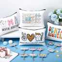 24 Set Dental Assistants Gifts Bulk Dental Hygiene Makeup Bags Teeth Retractable Badge Reels for Nurse Doctor Dentist Hygienist Appreciation Gifts Hospital Office Supplies