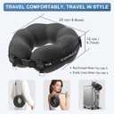 Travel Neck Pillow for Airplane Sleeping 360 Head Support Prevents Bobbing, 100% Memory Foam Ergonomic Neck Cushion with No-Case-Needed Carry Strap for Long Flights & Car Washable Cover (Black)