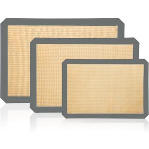 3-Pack Non-Stick Silicone Baking Mat, Food Safe Silicone Mats for Baking Cookies and Macarons - Silicone Baking Sheet(Gray)