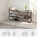 2 Tier Shoe Rack - Expandable Shoe Organizer for Closet, Adjustable Metal Shoe Shelf Storage, Stackable Long Shoe Stand Holder for Garage, Entryway, Door Entrance