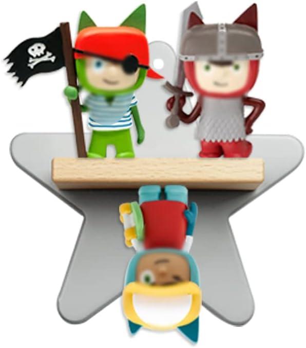 Sun3drucker Floating Shelf Wall Mount (Star Design) for Toniebox Tonie Figures Character - Star Magnetic Wooden Shelf Compatible with Tonie Audio Character for Children Baby's Room