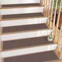 GOYLSER Rubber Backed Jute Carpet Stair Treads Mats, 15 Pack Basement Safety Stair Rug Step Pads, Non Slip Stairway Covers, 8"x30",