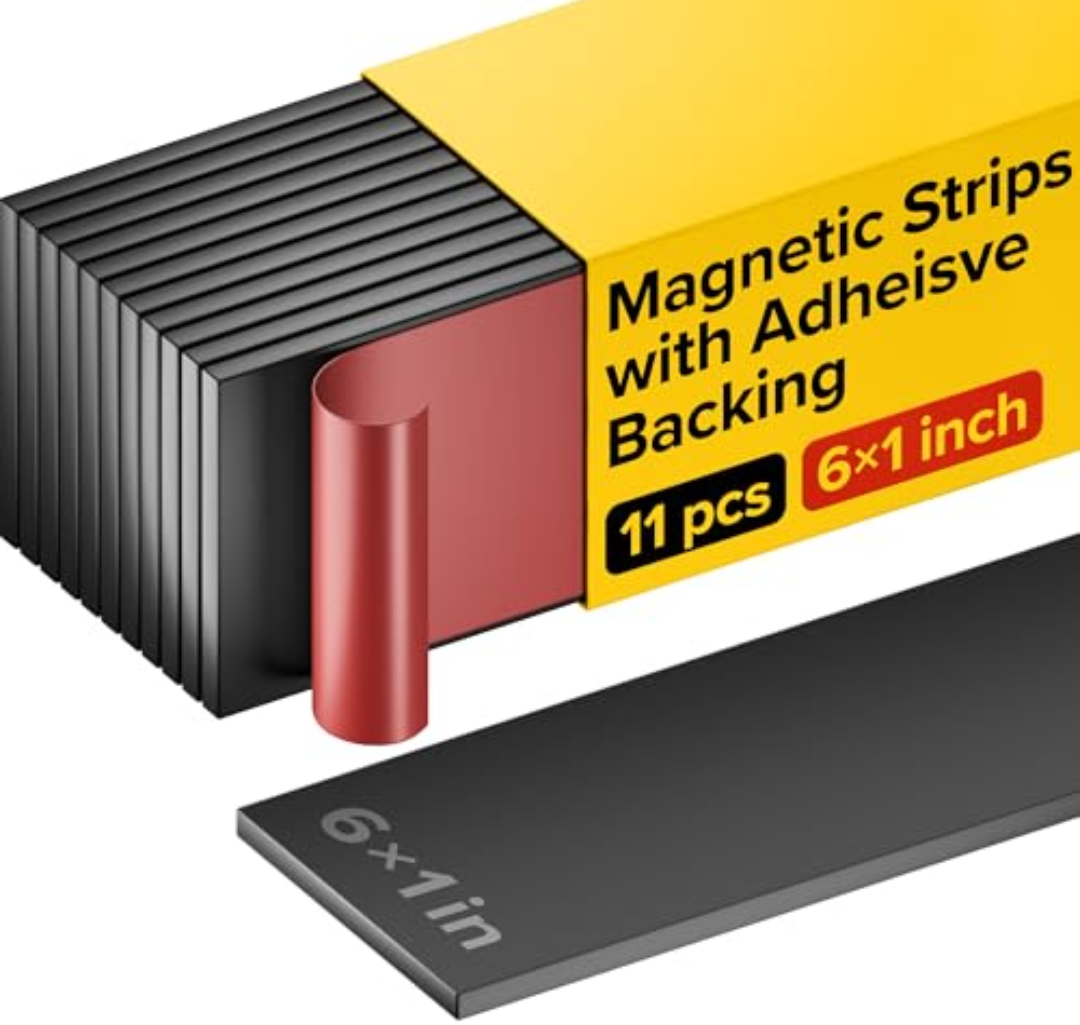 Magnet Strips with Adhesive Backing - Flat Thin Magnetic Tape for Crafts - Tool and Knife Magnetic Strip for Garage, Kitchen and Garden - Sticky Magnetic Tool Holder for Wall - 11 PCs,Two Packages