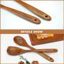 2 x Large Wooden Spoons for Cooking, 2Pack Natural Teak Wood Cooking Spoon Set, Non-Stick Slotted and Corner Spoon, Heat-Resistant Wooden Spatula Spoon for Serving and Mixing