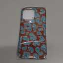 Reoomukk Blue Brown Cheetah Leopard Print Phone Case for iPhone 15 Pro Max 6.7in,Trendy Coquette Aesthetic Tortoise Shell Cool Girl Glitter Slim Protective Cover for iPhone 15promax 6.7"