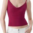 SUUKSESS Womens Sexy Cowl Neck Tank Top 2026 Modal Cami Going Out Tops (Red, L)