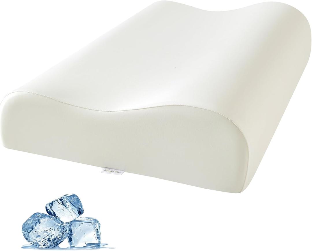 LuckyClover Cervical Neck Pillow for Sleeping, Contour Memory Foam Pillows for Sleeping, Adjustable Ergonomic Bed Pillow,Support for Side Back Stomach Sleepers(White)