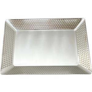Stainless Steel Rectangular Serving Tray,Multipurpose Hammered Silver Large Decorative Platters,Organizer Tray for Kitchen Or Bathroom