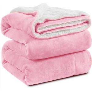 KAWAHOME Sherpa Fleece King Size Blanket for Bed - Extra Warm and Heavy Thick Blankets for Winter, Super Soft 500GSM Plush Blanket, 108" X 90" Pink
