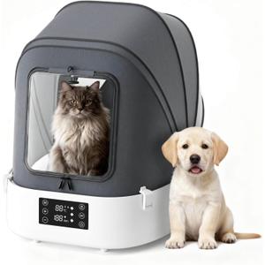 Updated Automatic Pet Dryer Box with 86CFM Dual Fans, 60L Foldable Design, 360 Quiet Airflow, Temperature/Time Control Grooming Hair Blower for Dogs, Cats & Puppies