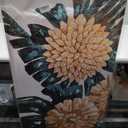 Botanical Canvas Art Gold Flowers Painting Dark Green Leaves Wall Art Photo Prints for Dining Room Office 24x48 Inch Rustic Home Decor