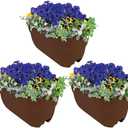 Emsco Group Bloomers Railing Planter with Drainage Holes - 24" Weatherproof Resin Planter - Earth Brown (3 Pack)