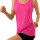 Women's Workout Tank Tops Racerback Quick Dry Sleeveless Shirt for Yoga Running Gym Loose Fit Athletic Tanks (Pink, M)
