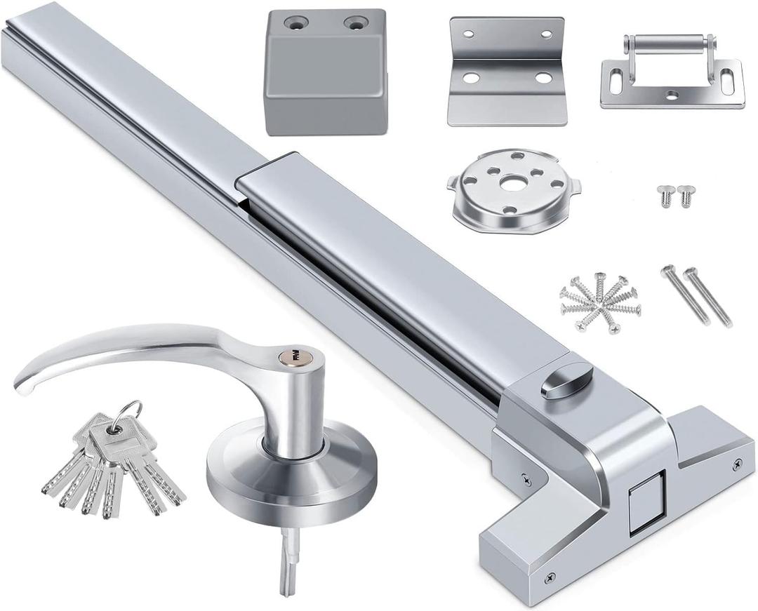 FAHKNS Panic Bars for Exit Doors Hardware Push Bar Door Push Bar Device Lock Aluminum Emergency Accessories Alarmed Fireproof Commercial Exit Devices